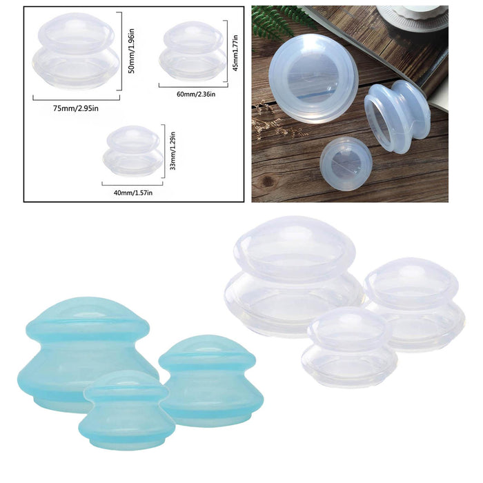 3x Silicone Cupping Set Vacuum Cupping Cup for Shoulder Arm Body Massage Clear