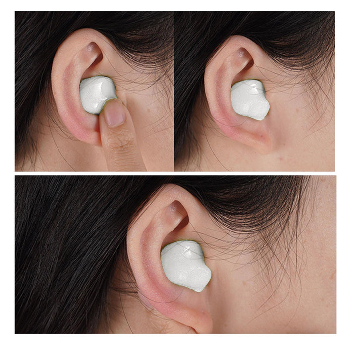 Set of 12 Silicone Noise Cancelling Earplugs 27dB Snr Moldable Soft White