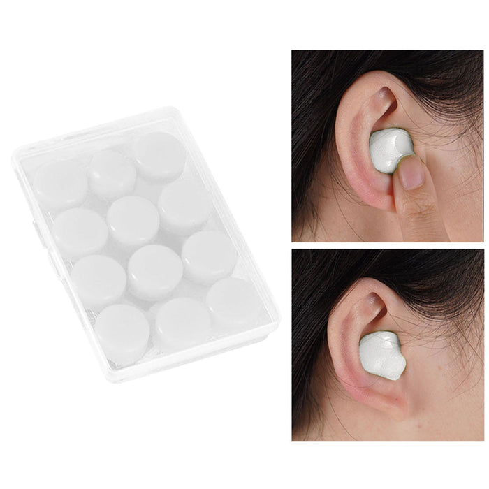 Set of 12 Silicone Noise Cancelling Earplugs 27dB Snr Moldable Soft White