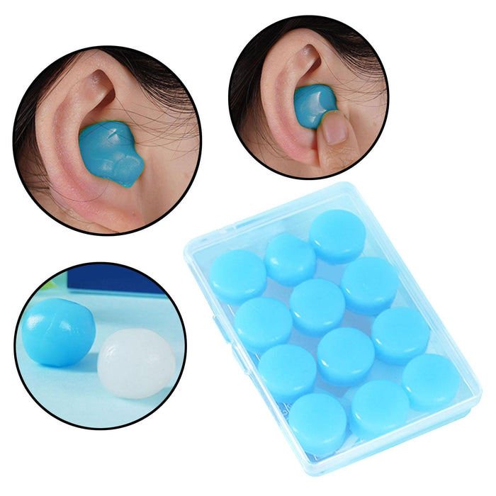 Set of 12 Silicone Noise Cancelling Earplugs 27dB Snr Moldable Soft Blue