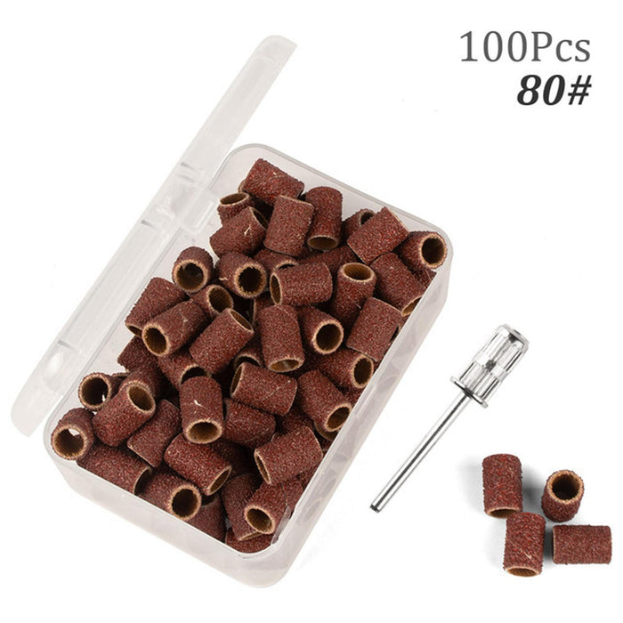 100 x Sanding Bands Files for Nail Drill Mandrel Bits Manicure Women No.80