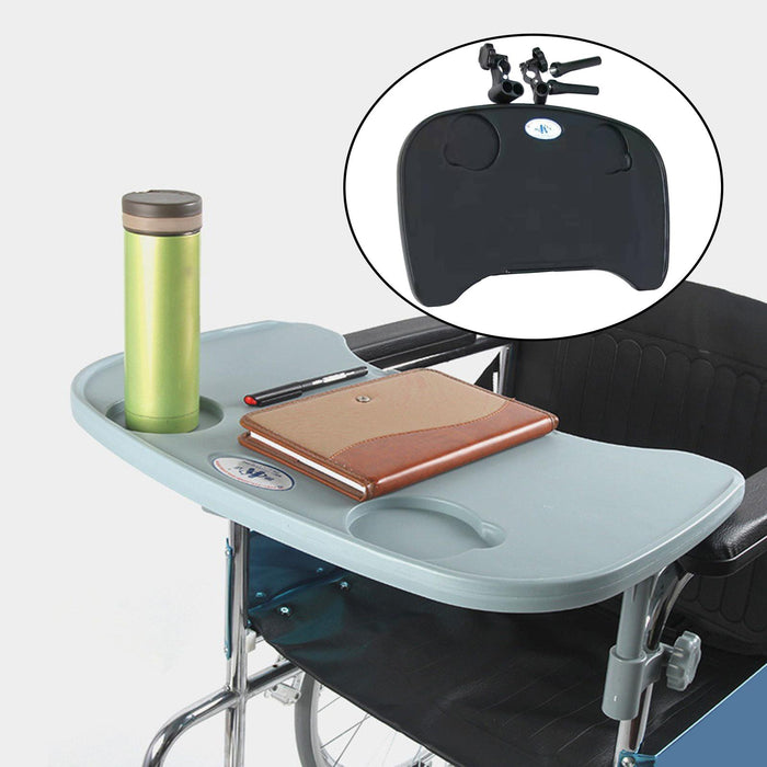 Wheelchair Tray Table with 2 Cup Holder Plastic Removable for Eating Resting