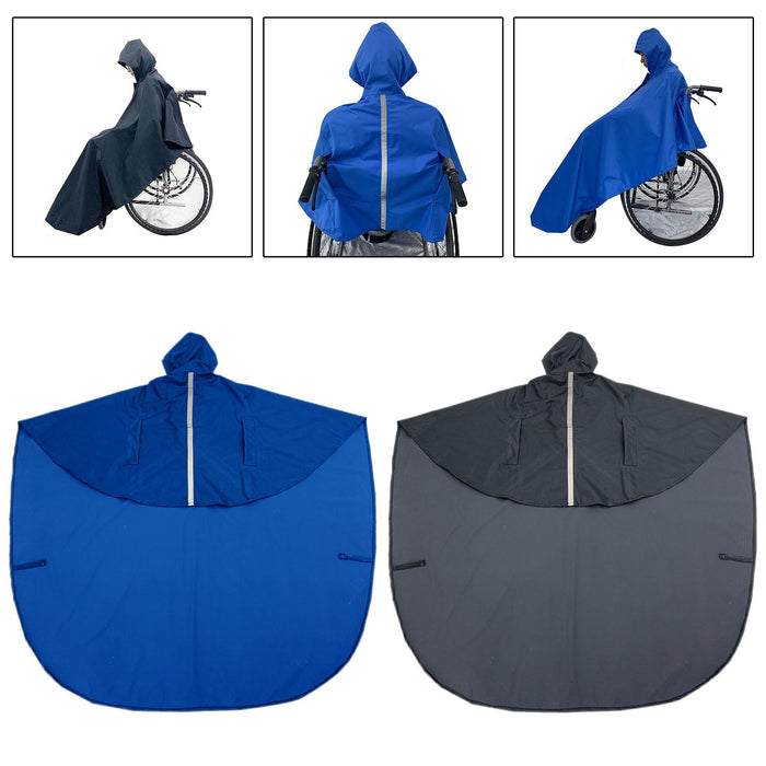 Wheelchair Waterproof Poncho Breathable Lightweight PVC Layer Rain Cape Blue