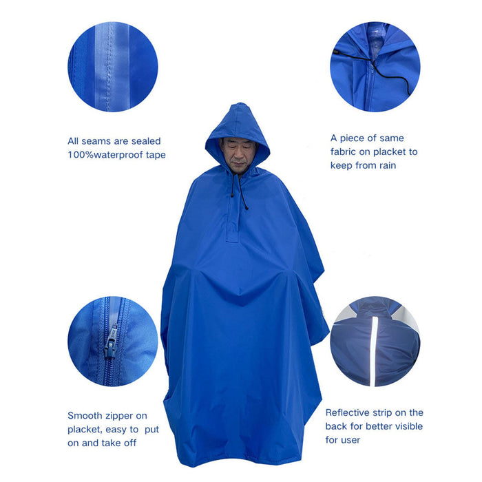 Wheelchair Waterproof Poncho Breathable Lightweight PVC Layer Rain Cape Blue