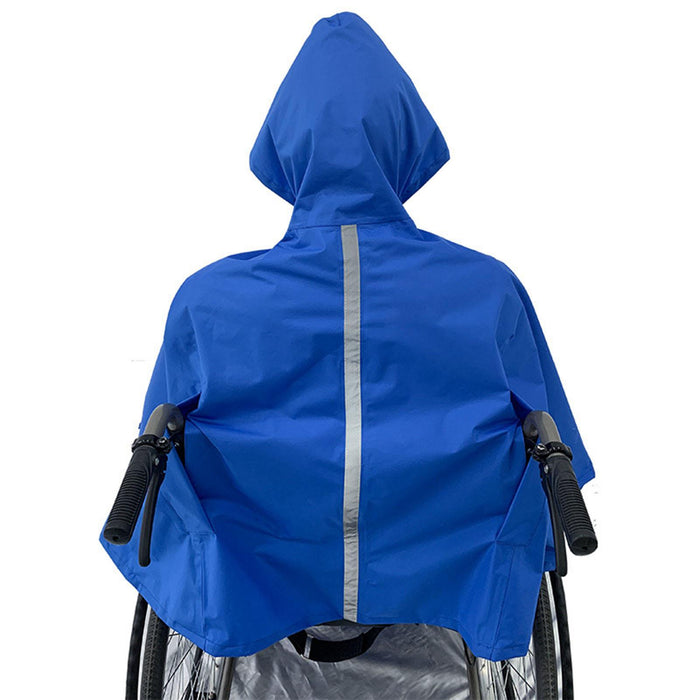 Wheelchair Waterproof Poncho Breathable Lightweight PVC Layer Rain Cape Blue