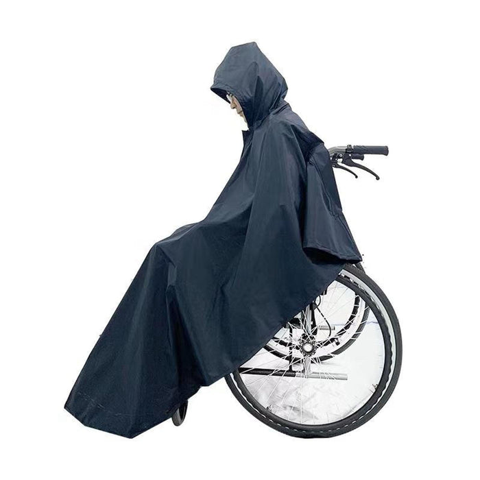 Wheelchair Waterproof Poncho Breathable Lightweight PVC Layer Rain Cape Dark Blue