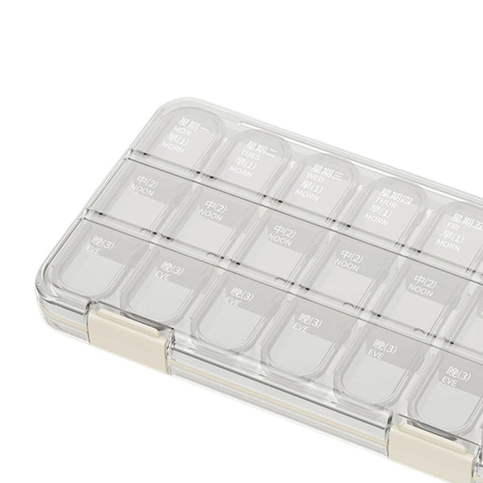 Weekly Pill Organizer Box Compartments One Week for Vitamin Word White