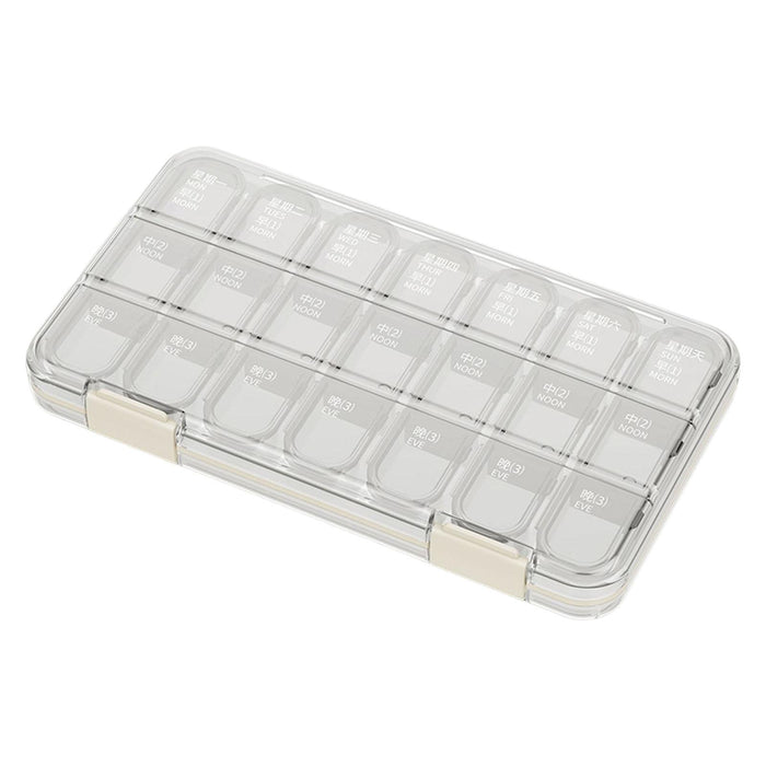 Weekly Pill Organizer Box Compartments One Week for Vitamin Word White