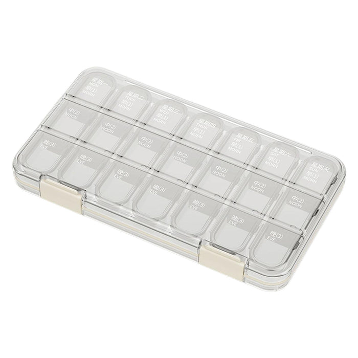 Weekly Pill Organizer Box Compartments One Week for Vitamin Word White