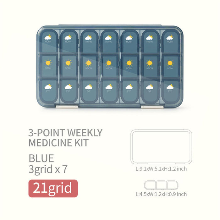 Weekly Pill Organizer Box Compartments One Week for Vitamin Pattern Blue