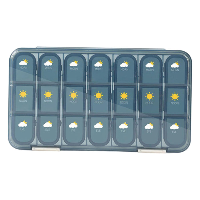 Weekly Pill Organizer Box Compartments One Week for Vitamin Pattern Blue