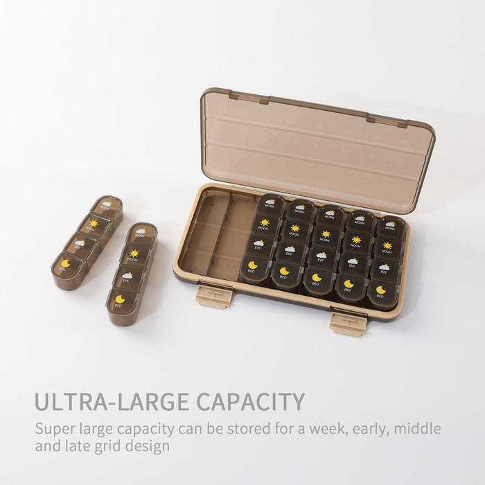 Weekly Pill Organizer Box Compartments One Week for Vitamin Pattern Black