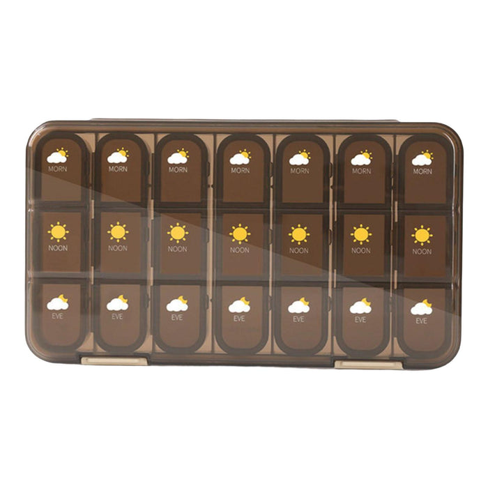 Weekly Pill Organizer Box Compartments One Week for Vitamin Pattern Black