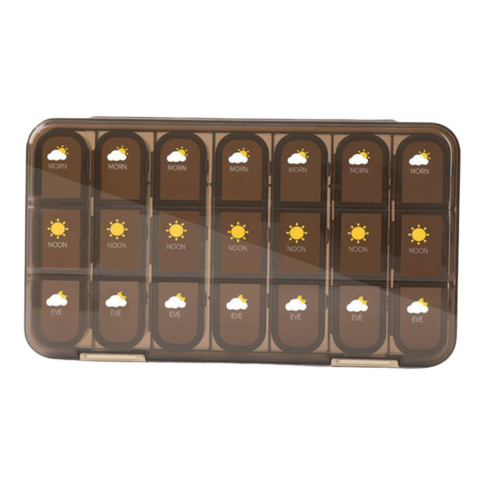 Weekly Pill Organizer Box Compartments One Week for Vitamin Pattern Black