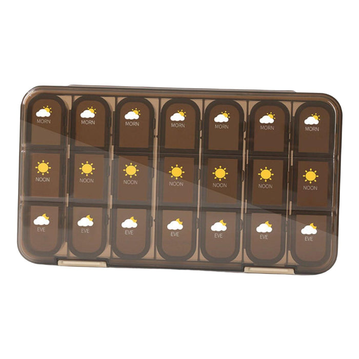 Weekly Pill Organizer Box Compartments One Week for Vitamin Pattern Black