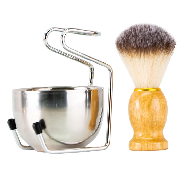 Stainless Steel Shaving Stand with Bowl and Brush High Performance Universal