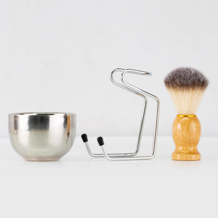 Stainless Steel Shaving Stand with Bowl and Brush High Performance Universal