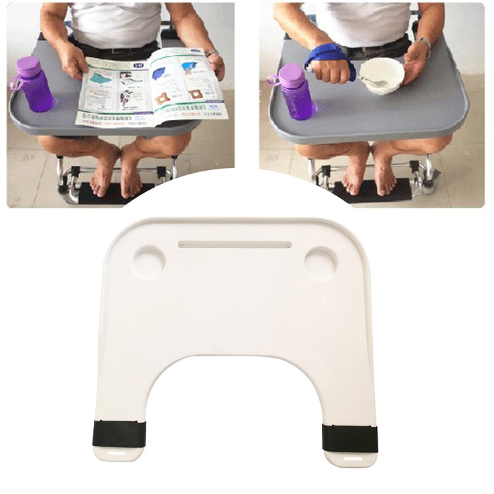 Wheelchair Tray Double Cup Holder Easy to Install and Remove White