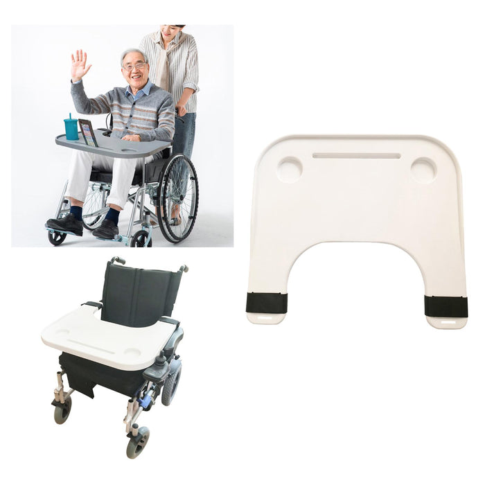 Wheelchair Tray Double Cup Holder Easy to Install and Remove White