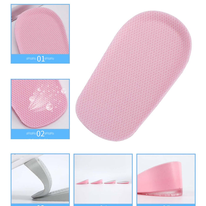 2 Pieces Height Increase Insoles Heel Cushion Pads Men Women Pink Gray 4.5cm