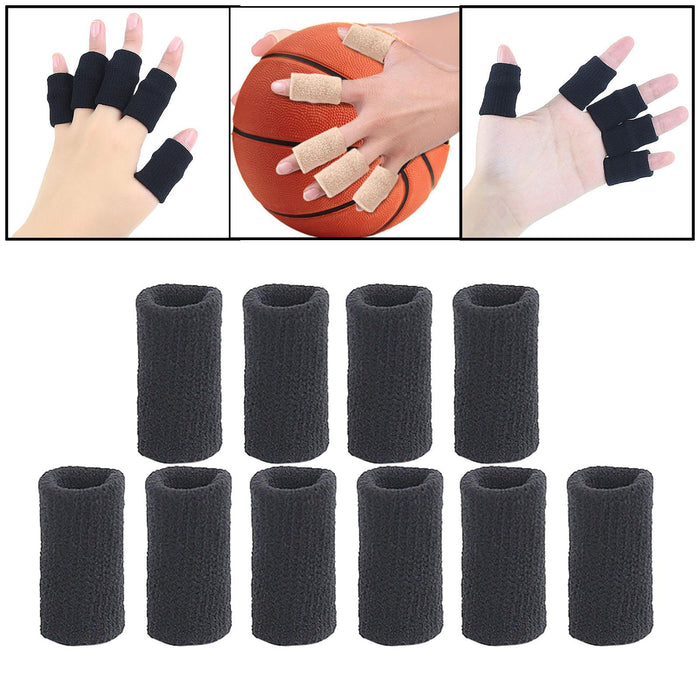 10Pcs Finger Protector Elastic Comfortable for Baseball Badminton Cycling Black