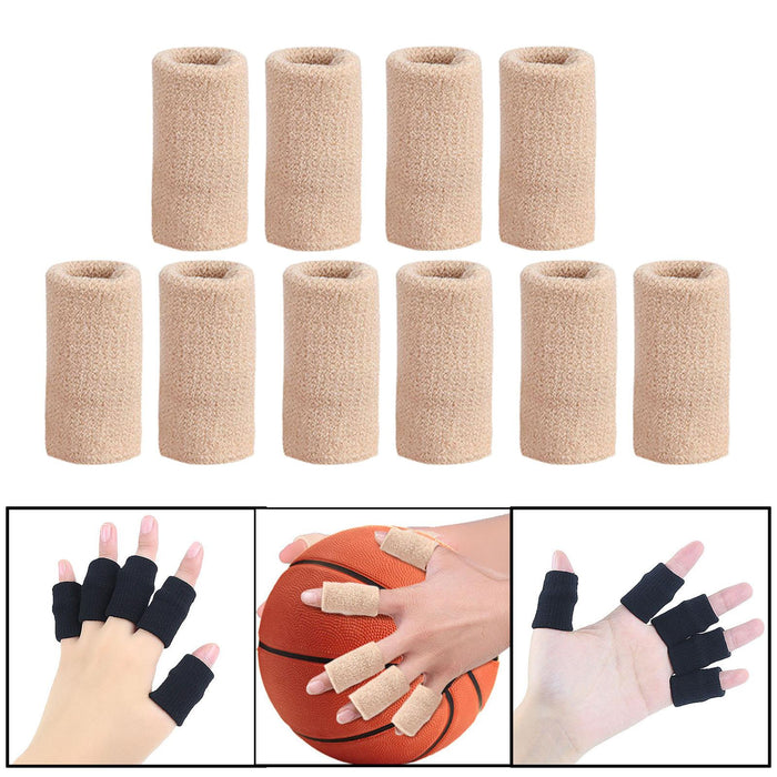 10Pcs Finger Protector Elastic Comfortable for Baseball Badminton Cycling Beige