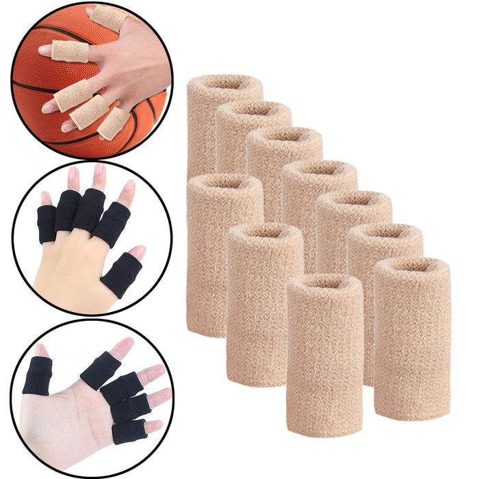 10Pcs Finger Protector Elastic Comfortable for Baseball Badminton Cycling Beige