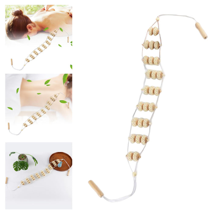 Wooden Back Massage Roller Rope Comfortable Portable for Body Leg Muscle