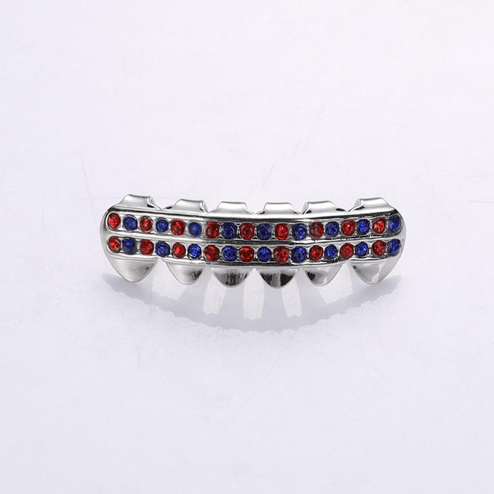 Teeth Grills Set Bling Grills Vampire Grills Hip Hop Joker for Teeth Rapper Red Blue