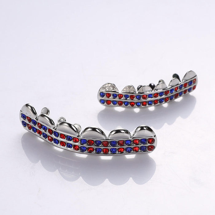 Teeth Grills Set Bling Grills Vampire Grills Hip Hop Joker for Teeth Rapper Red Blue