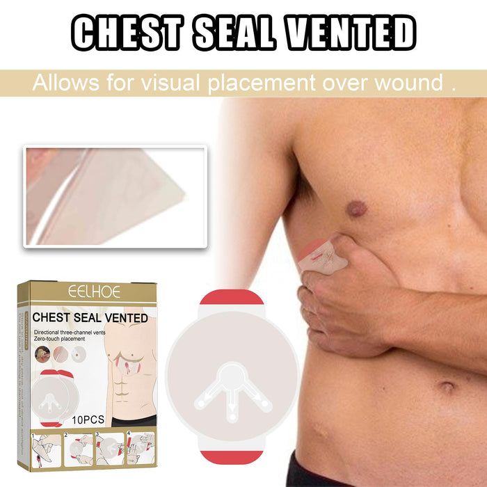 Crofta 10Pcs Chest Seal Vented Adhesive Wound dressings Reliable Wound Care