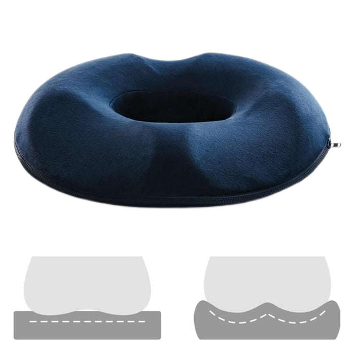 Crofta Soft Donut Pillow Sitting Pillows Reduce Coccyx Pain for Women Car Navy Blue