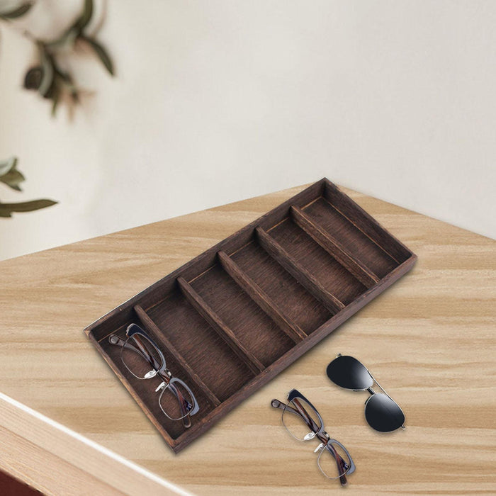 Sunglasses Display Case Box Storage Tray for Glasses Shop 6 Grids Dark Brown