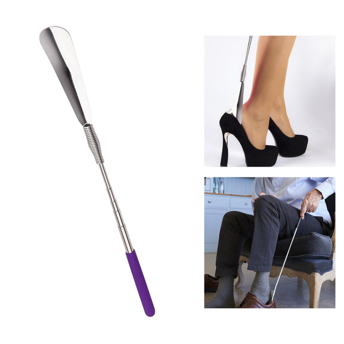 Telescopic Shoehorn Long Handle for Leather Boots Seniors Kid Pregnant Steel