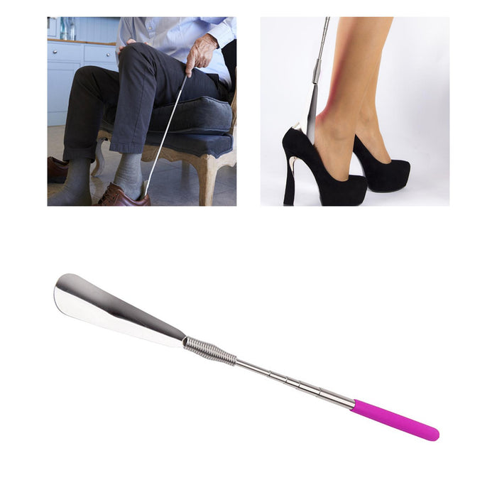 Telescopic Shoehorn Long Handle for Leather Boots Seniors Kid Pregnant Steel