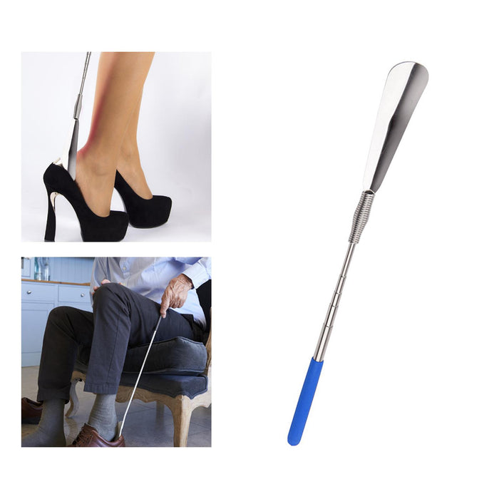 Telescopic Shoehorn Long Handle for Leather Boots Seniors Kid Pregnant Steel