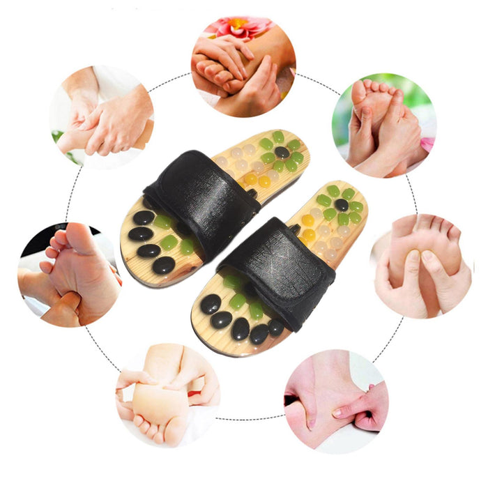 2x Foot Massage Slippers Sandals for Relaxation Deep Tissue Home 35-36 Black