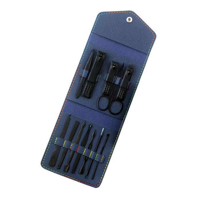 12 in 1 Manicure Set Nail Clippers Ear Pick Stainless Steel for Women Blue