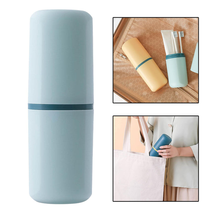 Travel Toothbrush Holder Toothbrush Cup Organizer Dustproof for Bathroom Blue