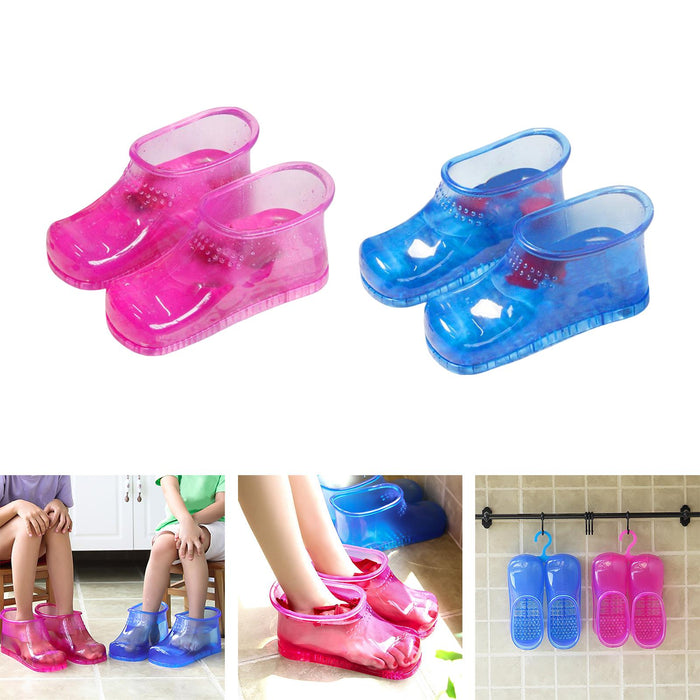 1 Pair Foot Bath Shoes Foot Soak Bath Tub Foot Bucket Foot Massage for Home Red