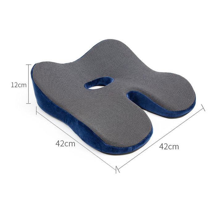 Breathable Memory Foam Seat Cushion U Shape Seat Cushion Contoured Corrector Navy Blue