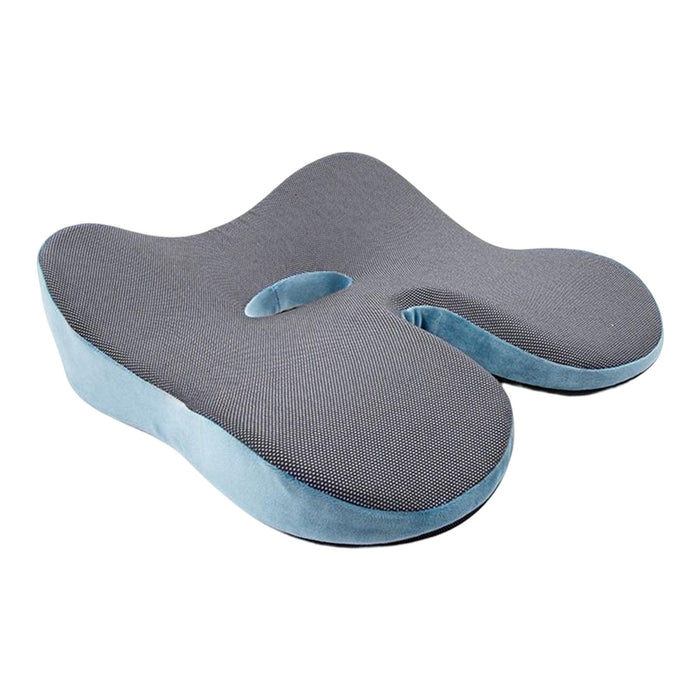 Breathable Memory Foam Seat Cushion U Shape Seat Cushion Contoured Corrector Lake Blue