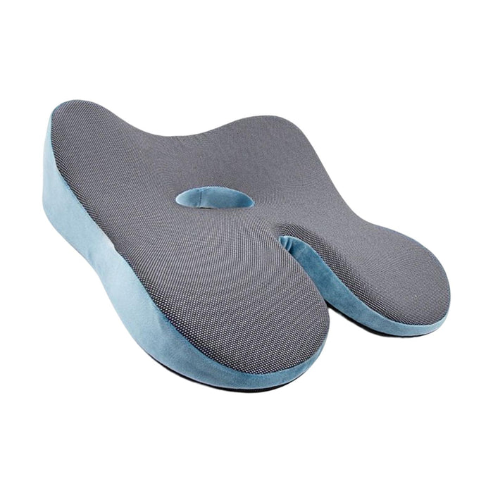 Breathable Memory Foam Seat Cushion U Shape Seat Cushion Contoured Corrector Lake Blue