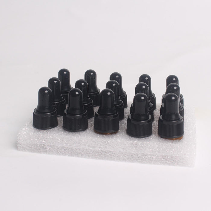 15 Pieces Glass Dropping Bottles Portable Refillable for Perfume Storage 1ml Brown Black