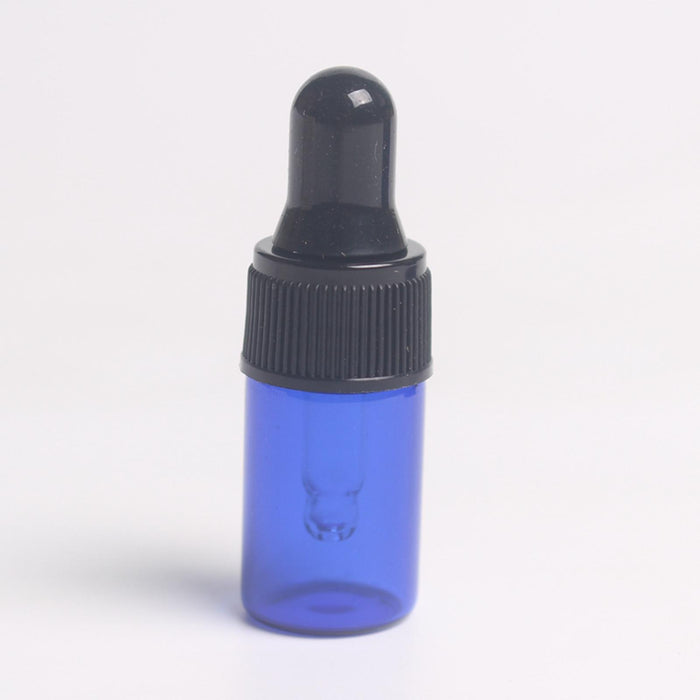 15 Pieces Glass Dropping Bottles Portable Refillable for Perfume Storage 1ml Blue Black