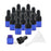 15 Pieces Glass Dropping Bottles Portable Refillable for Perfume Storage 1ml Blue Black