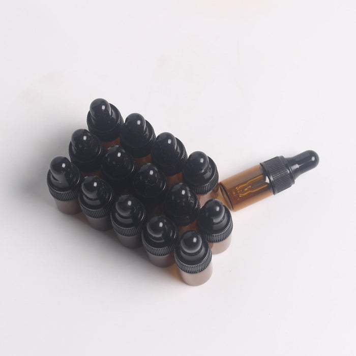 15 Pieces Glass Dropping Bottles Portable Refillable for Perfume Storage 2ml Brown Black