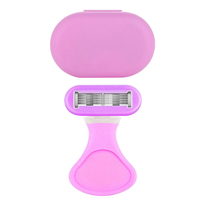 Women's Razor 6 Blades with Travel Case Portable for Armpit Arm Leg Purple