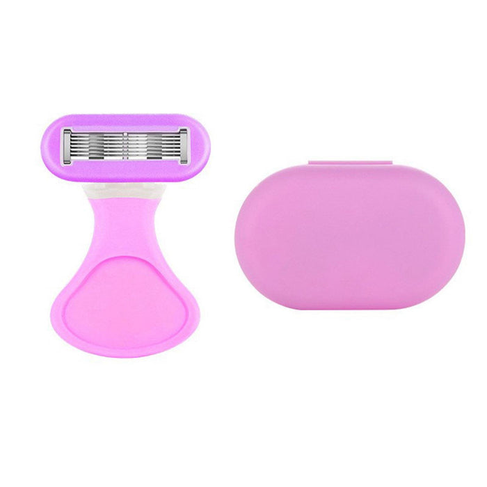 Women's Razor 6 Blades with Travel Case Portable for Armpit Arm Leg Purple