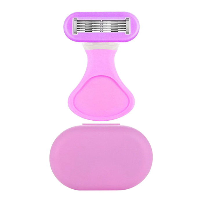 Women's Razor 6 Blades with Travel Case Portable for Armpit Arm Leg Purple